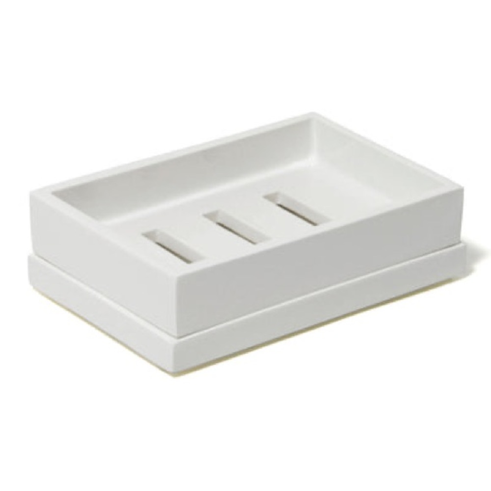 Elegant White Lacquer Soap Dish by Jonathan Adler, Size 3.25”L x 5.25” W